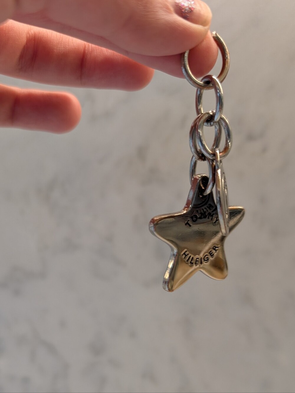 Tommy Hilfiger Star Bag Charm Keychain Silver Pendant Y2K